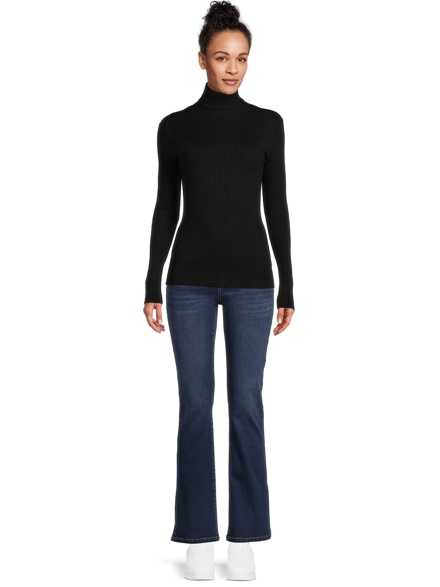 Time and Tru Women's Ribbed Knit Turtleneck, Sizes XS-XXXL