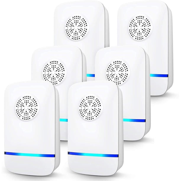 6 paquetes de repelente de plagas ultrasónico, repelente electrónico de plagas enchufable en el control de plagas en interiores para insectos, cucarachas, ratones, arañas, hormigas, insectos