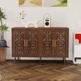 thumbnail image 2 of MROJISC Brown Accent Cabinet,47.8'' Hollow Carving Buffet Cabinet with 4 Doors for Entryway,Living Room,Bedroom,Dinning Room, 2 of 6