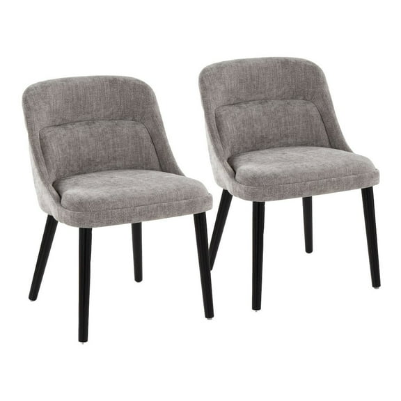 LumiSource Rina Chair - Set of 2 in Black Wood, Grey Fabric color