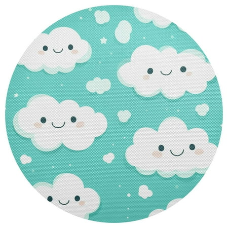 

Happy Clouds Pattern 15.4in Diameter PVC Plate Mat Heat-Resistant and Cuttable Kitchen Decor