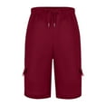 thumbnail image 6 of TQWQT Sweat Shorts Men Dressy Casual Bermuda Shorts Drawstring Elastic Waist Lightweight Shorts Athletic Workout Gym Big and Tall Cargo Shorts with 5 Pockets Wine 2XL, 6 of 6