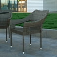 thumbnail image 6 of Emma + Oliver Set of Two All-Weather Indoor/Outdoor Stacking Patio Dining Chairs with Steel Frame and Weather Resistant PE Rattan in Gray, 6 of 11