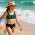 thumbnail image 4 of Girls Swimsuit 2 Piece Cutout Girls' Swimwear Top High Waisted Bottom Bathing Suits for Teens/Dark Green/8Y, 4 of 4