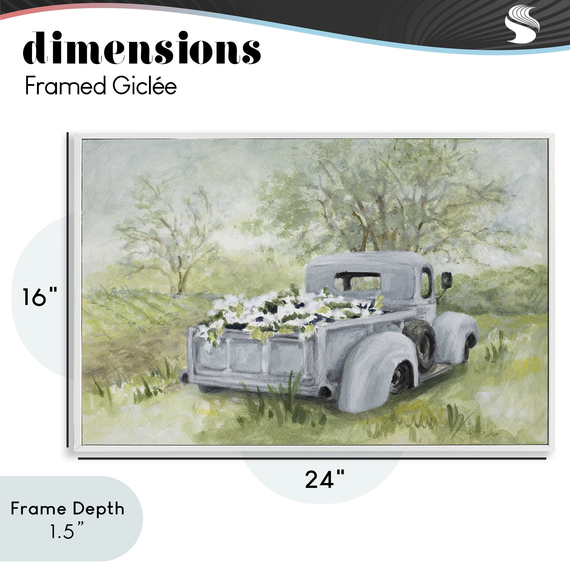 Stupell Industries Vintage Blue Truck Flower Sale White Framed Giclee Art, design by Lanie Loreth