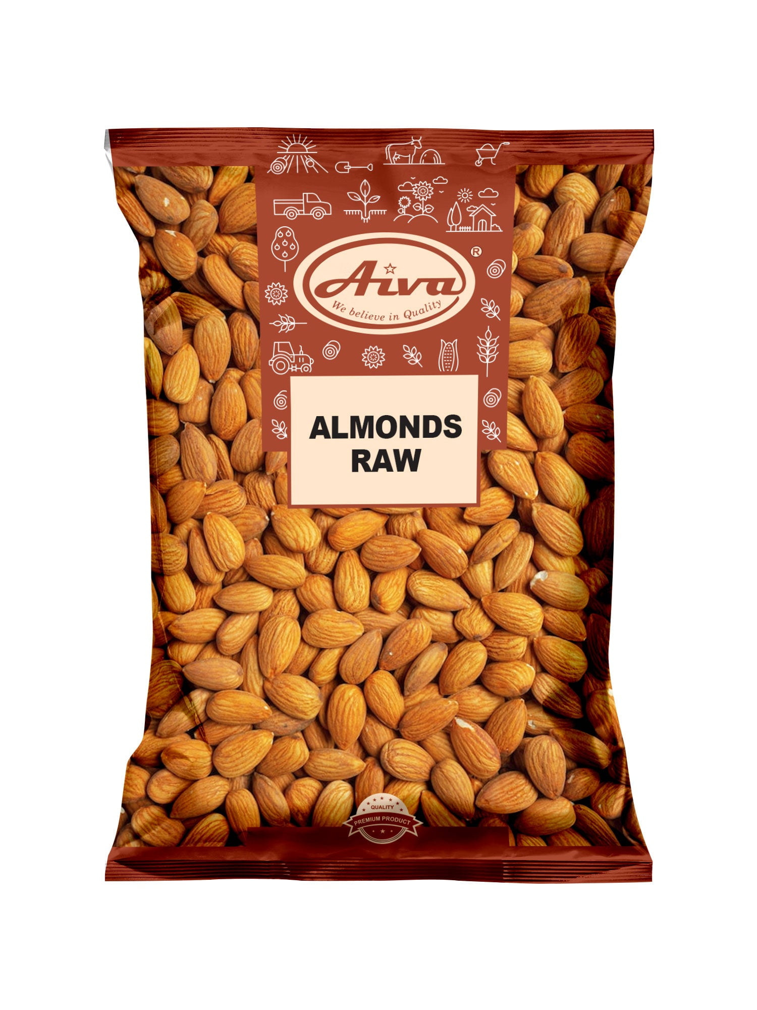 AIVA Natural Whole Raw Almonds - 25 lb Bulk (Grown in the USA Raw Almonds)