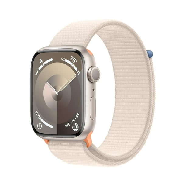 Apple Watch Series 9 GPS 45mm Caja de Aluminio Starlight con Correa Deportiva Starlight. Rastreador de Actividad Fisica Aplicaciones de ECG y Oxigeno en Sangre Pantalla Retina Siempre Activa Walmart e...