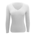 thumbnail image 7 of Fiaer Womens V Neck Sweaters Slim Fit Long Sleeve Solid Color Casual Trendy Comfortable Breathable Knit Tops White XL, 7 of 7