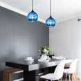 thumbnail image 6 of Blue Glass Pendant Light,Glass Round Shade Pendant Lighting Fixture for Kitchen Island, Sink, Counter, Bar, Dining Room, Matte Black Finish 2 Pacs, 6 of 8