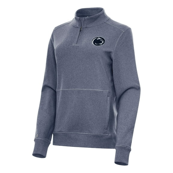 Women's Antigua Heather Navy Penn State Nittany Lions Crush Quarter-Zip Fleece Sweatshirt