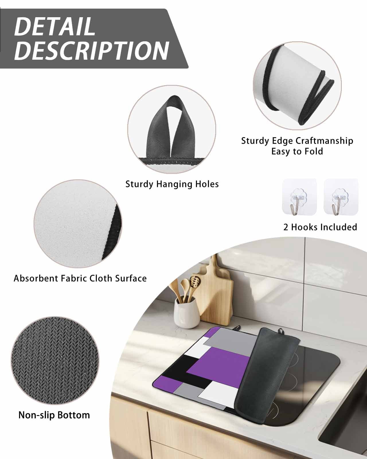 Stove Top Covers for Electric Stove,Purple Grey Black Geometric Glass Stovetop Cover Protector,Middle Century Art Abstract Aesthetics Cooktop Protector Oven Mat for Kitchen Countertop 24"x21"