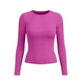 thumbnail image 6 of XRoczxe Women’s Crew Neck Long‑Sleeve Fitted Basic Shirt, Solid‑Color Stretchy Casual Layering Top, 6 of 6