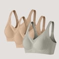 thumbnail image 2 of Amzcrzy 3PC Womens Bras Comfortable Supportive Lift Push up Bra Trendy Solid Color Ribbed Seamless T Shirt Bra L, 2 of 5