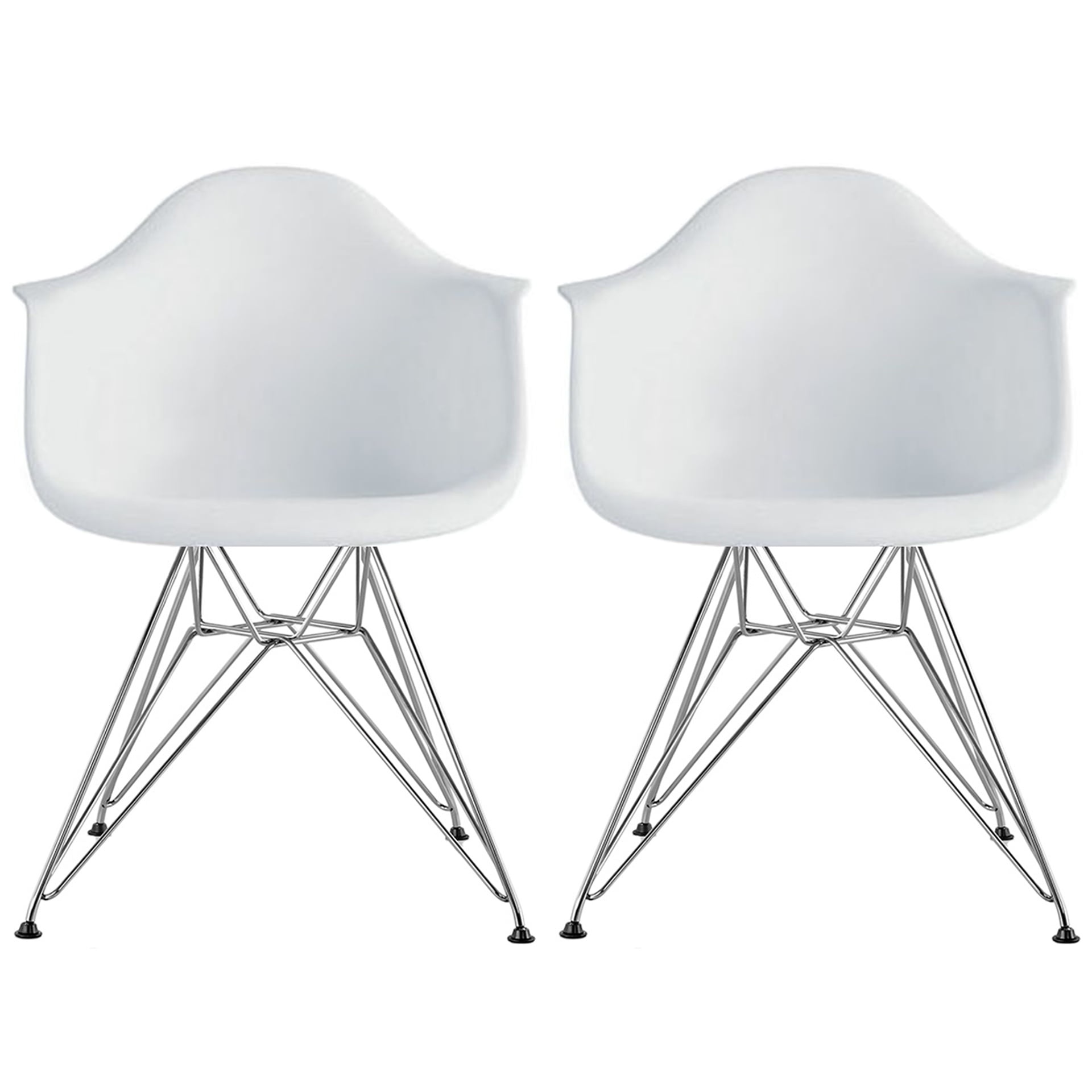 2xhome Set of 2 White Mid Century Modern Industrial Plastic Dining