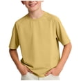 thumbnail image 3 of NORO ARK Boy's T Shirts Solid Color Outdoor Quick Dry Short Sleeved Breathable Top Khaki Size 5T, 3 of 7