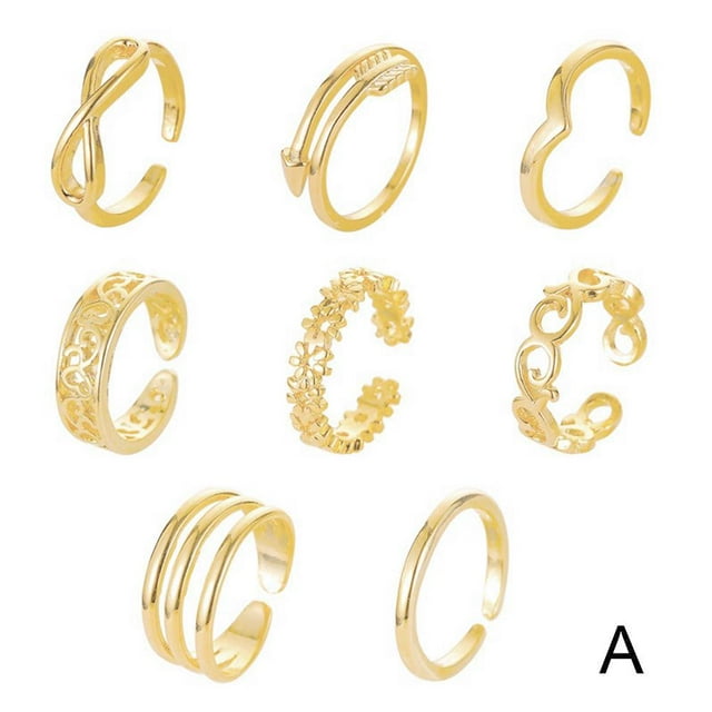Gold Silver Stamped Adjustable Tail Foot Rin g Gift Finger< Midi Rings O1Z8