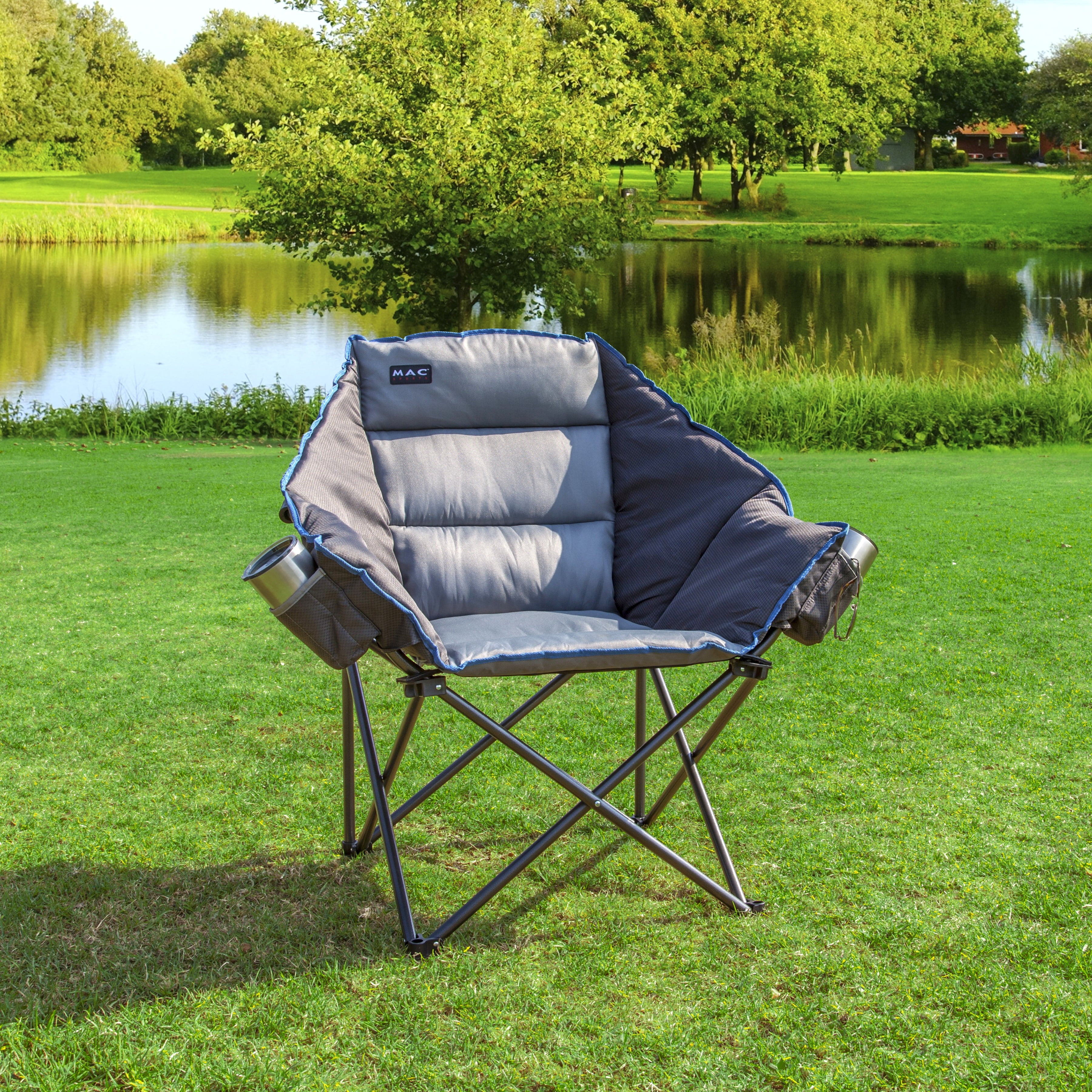 Macsports Padded Camping Folding Club Chair, Weight Capacity 500