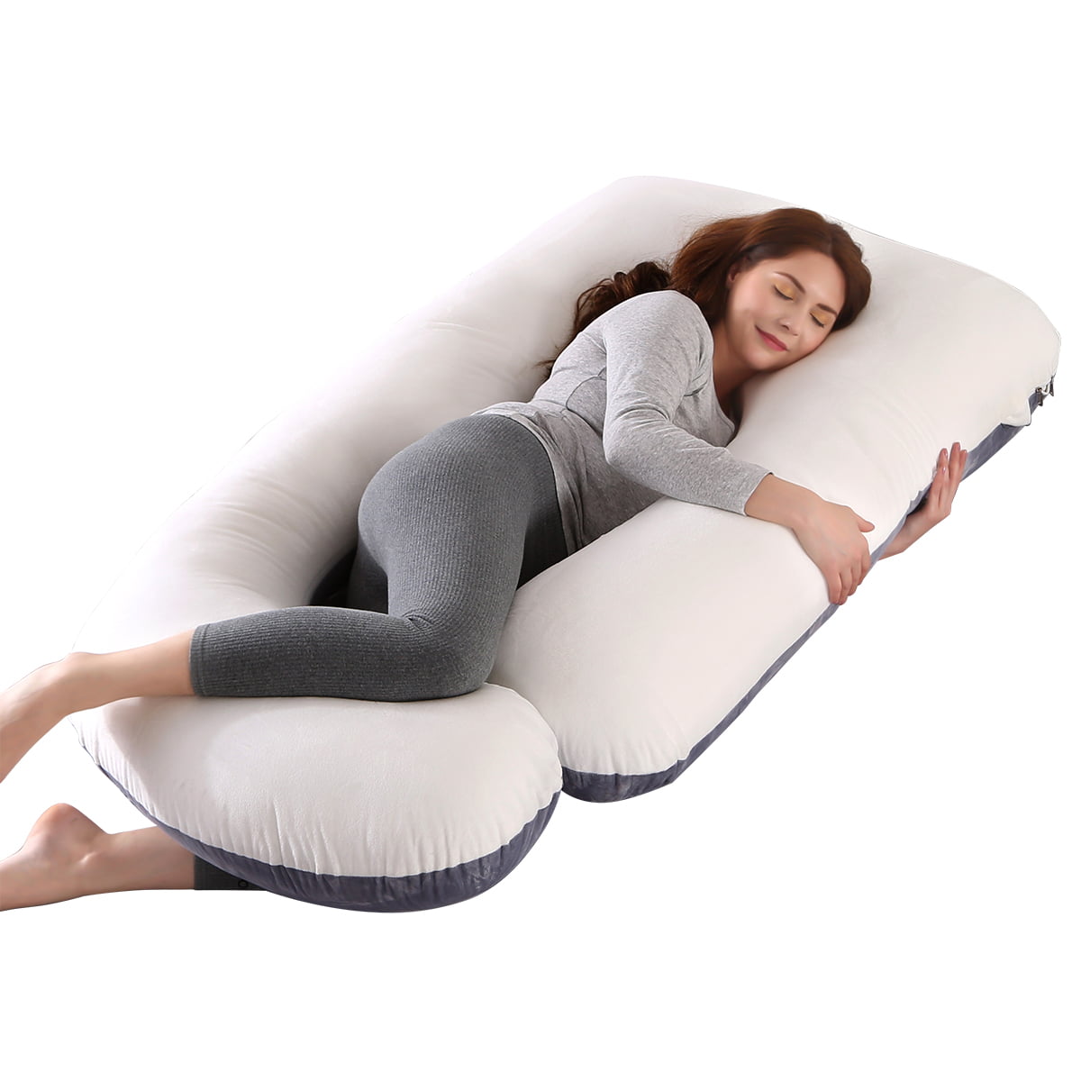 Pregnancy Pillow J Shaped Portable Pregnancy Full Body Side Sleeping Pillow Support Body Pillow for Maternity Pillow Support for Pregnant Women Breast Feeding Pillow,A 