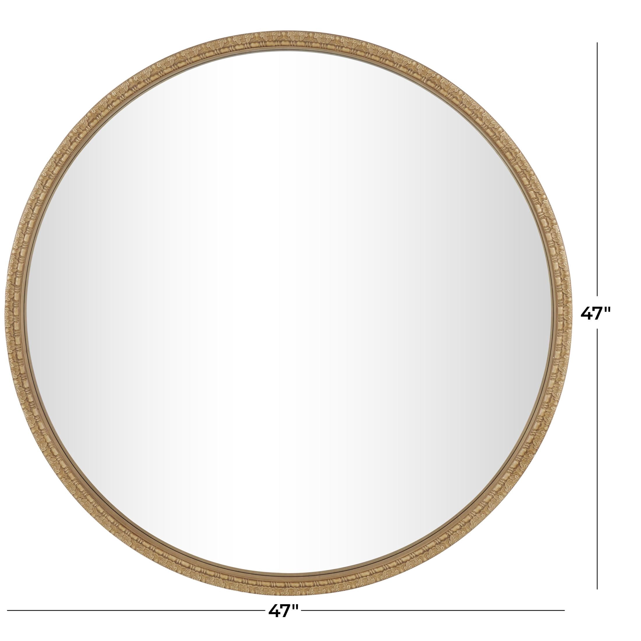 DecMode 47" x 47" Brown Carved Leaf Wall Mirror