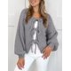 thumbnail image 3 of Suéter PRETTYGARDEN con Lazo Frontal, Tejido Grueso, Gris XL, 3 of 8