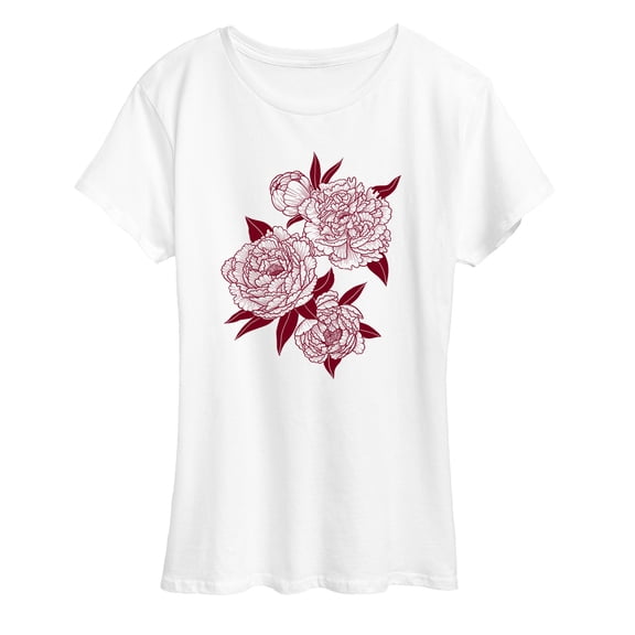 Instant Message - Peonies Short Sleeve Graphic T-Shirt