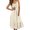 Beige, variant on Women's Casual Linen Blend Midi Dress Sleeveless Spaghetti Strap Ruffle Hem Pleated Detail Daily Wear Dress,XXL