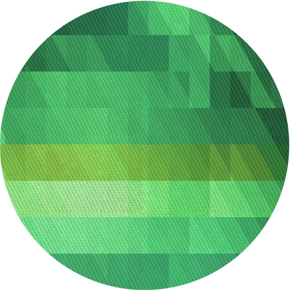 Ahgly Company Indoor Round Patterned Neon Green Area Rugs, 3' Round