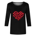 thumbnail image 4 of Fznquz Summer Tops for Women 2024 Fashion Black 3/4 Sleeve Casual T Shirts for Women Summer Fall Love Print Crew Neck Women’S Blouses, 4 of 4