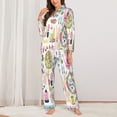 thumbnail image 2 of Kdxio Spring Flowers Birds Women's Pajama Sets Long Sleeve Button Down Sleepwear Nightwear Soft Pjs Lounge Sets-Large, 2 of 7