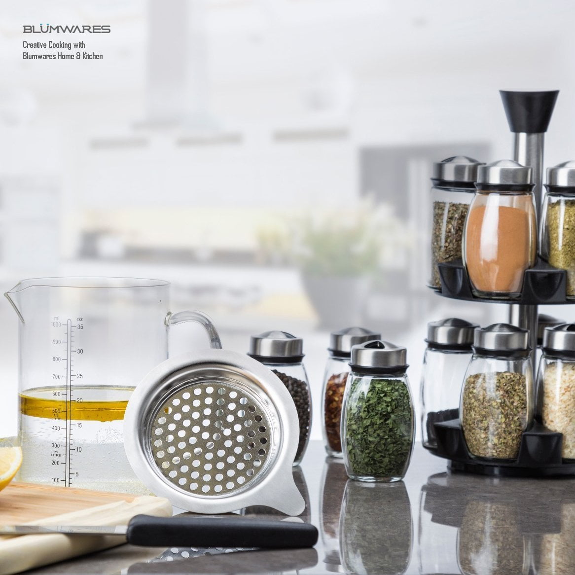 Belwares Spice Jar Rack 12 Durable Glass Jars in Sleek Attractive Carousel Walmart