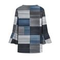 thumbnail image 4 of Uootdi Women's Blouses Colorblock Print V Neck Flare Sleeve Solid Casual Tops Daily Wear Style Lightweight Breathable Loose Fit Shirts Gift, 4 of 7