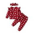 thumbnail image 2 of Elippeo Newborn Infant Clothes 3M 6M 9M 12M 18M 24M Toddler Baby Girl Valentines Day Outfit Long Sleeve Heart Print Sweatshirt Pants Set Headband, 2 of 10