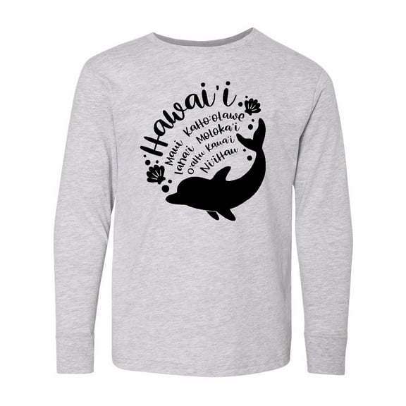 Inktastic Hawaii Islands with Dolphin Long Sleeve Youth T-Shirt