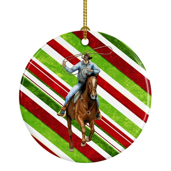 Carolines Treasures SB3138CO1 Horse Roper Candy Cane Holiday Christmas Ceramic Ornament 3 in multicolor