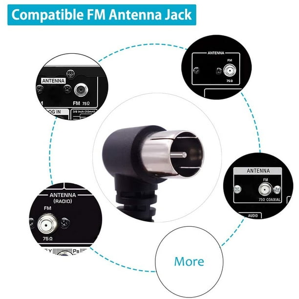 Indoor FM Antenna 75 Ohm Y-Shape Dipole Antenna F Male Plug Jack Connector  Adapter Coax Coaxial Cable FM Radio Antenna for AV Stereo Receiver Home  Theater Amplifier 
