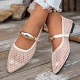 thumbnail image 5 of Dakaela Mesh Ballet Flats for Women Pointy Toe Mary Jane Ballerina Flats Shoes Women's Fishnet Flat Sandals for Dressy Summer Beige,5.5, 5 of 8