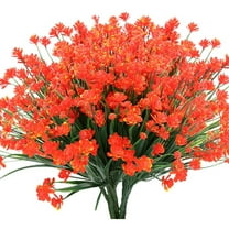 Morttic 6 Bundles Artificial Flowers for Outdoors UV Resistant Plastic Flowers Fake Plants Spring Flowers in Bulk for Indoor Outdoor Cemetery Home Wedding Vase Pots Decorations (Orange Red)