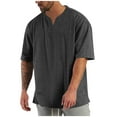 thumbnail image 2 of Playera Elvqul Hombre Casual Gris de Color Sólido Manga Corta Cuello en V, 2 of 8
