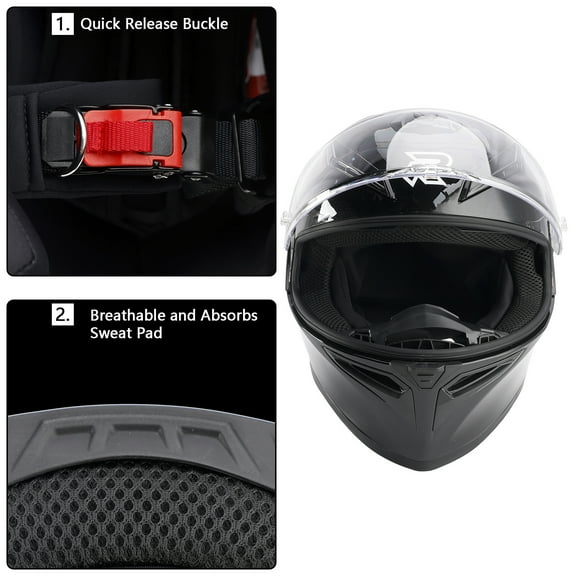 DOT Motorcycle Helmet Adult Street Full Face Gloss Black