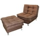 thumbnail image 1 of Sofá Cama Individual Sillón y Taburete NORVAL  Florencia Moderno en Lino Chocolate estructura de madera con pata cromada, 1 of 6