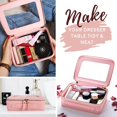 thumbnail image 3 of Bolsa de maquillaje transparente con cremallera, estuche de viaje para cosméticos, organizador de belleza para mujeres y niñas, kits de bolsa de maquillaje de piel Saffiano resistente con ventanas tr Namotu CRMR-ST25, 3 of 6