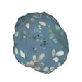 thumbnail image 4 of YFYANG Bonnet de Douche Double Imperméable pour Femmes, Bleu Aquarelle Feuilles Réutilisables pour Tous Types et Tailles de Cheveux, 4 of 6