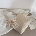 thumbnail image 3 of Bolsa de hombro con cinta de encaje tejido retro para mujer de mano informales (Beige) Likrtyny Para Estrenar, 3 of 9