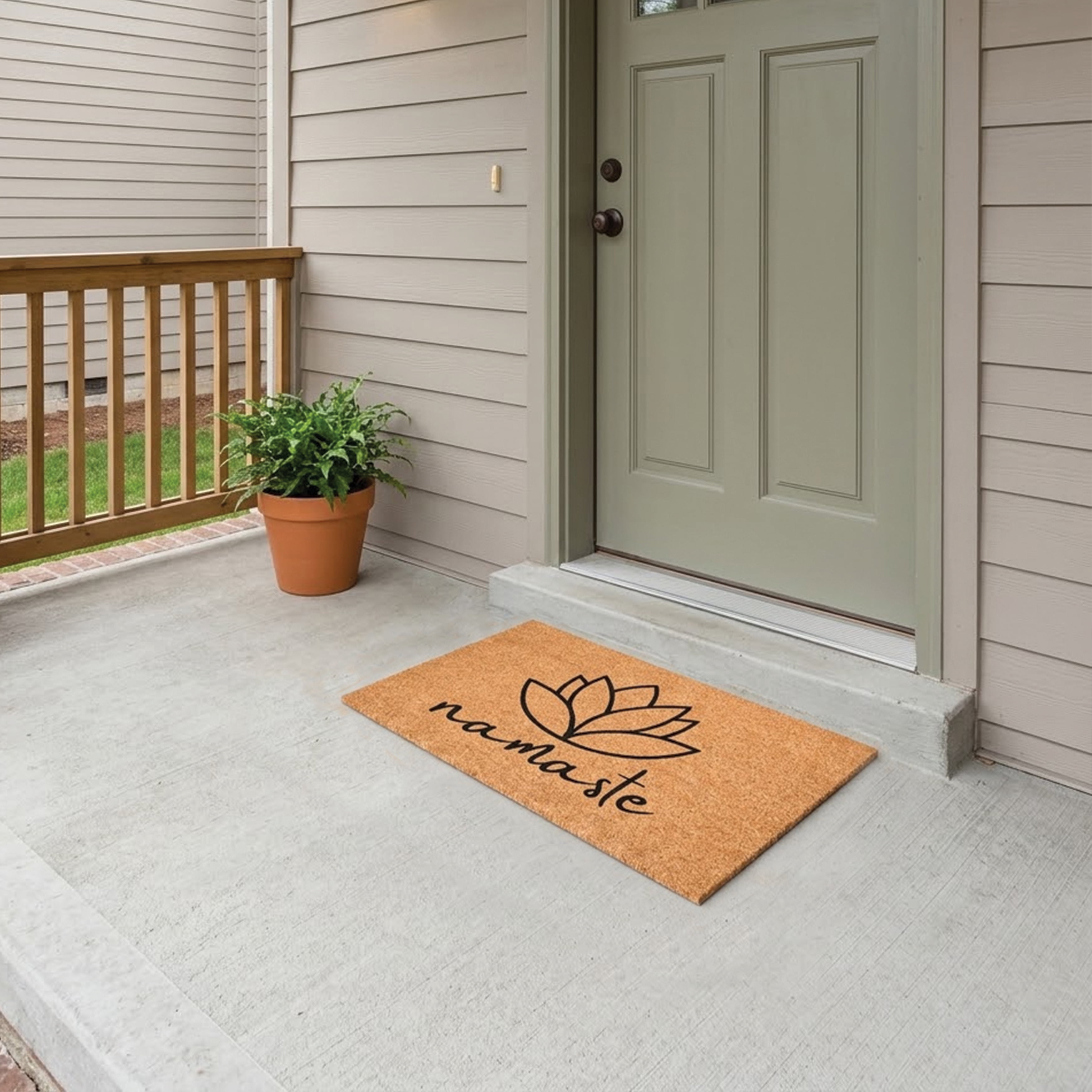 Namaste Lotus Non Slip Vinyl Backing, Front Door Mat, Entryway Door Mat, 17"x29"