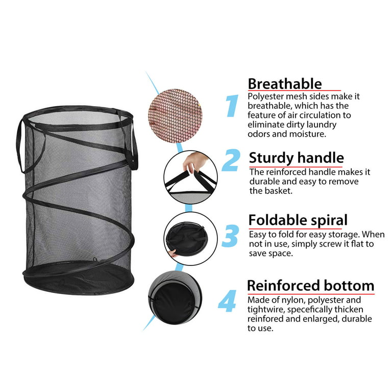 Wash and Fold Laundry Bag with Flat Bottom and Handles-Black