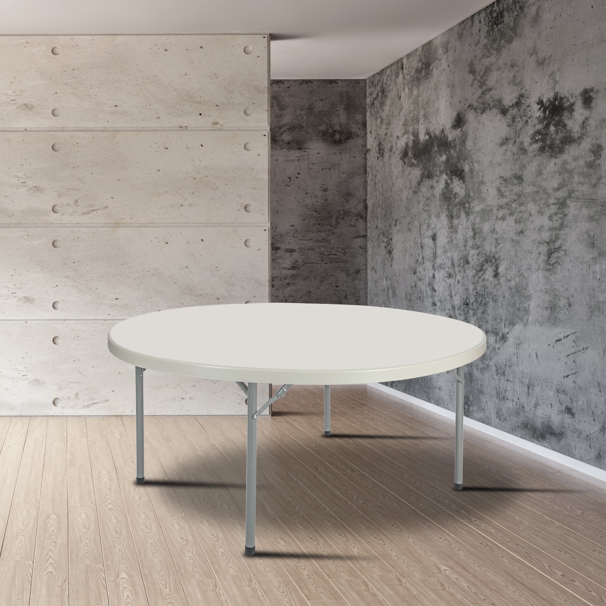 Hampden Furnishings Baldwin Collection 60" Plastic/Steel Round Folding Table, Grey