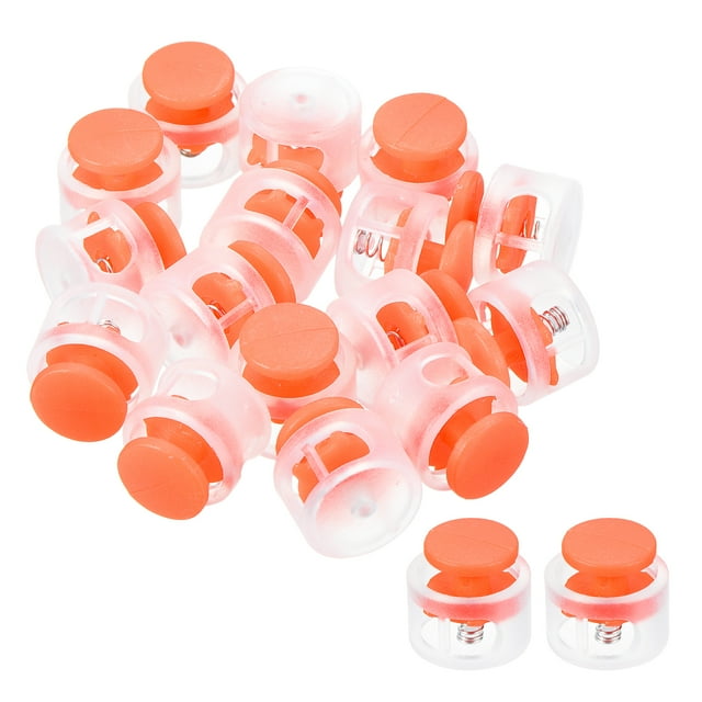 Unique Bargains 0.6' Dia Cord Verrouille Ronde Double Trou Bouchon Cordon Fixation Fluorescent Orange 16 Pack