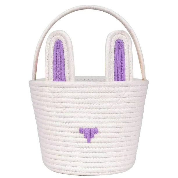 Cesta de Pascua para niños y bebés, cesta de Pascua para bebé con asa, cesta vacía para huevos de conejito, cestas de Pascua para niños, niñas, bebés, cesta de regalo de Pascua personalizada.