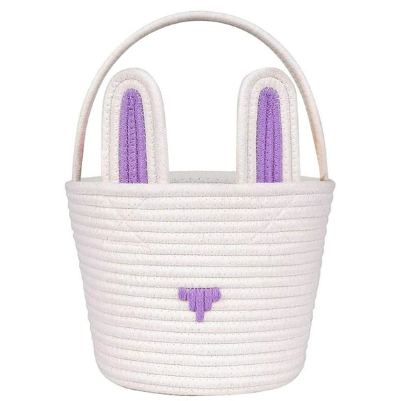 Nmdmisc Easter Gift Basket Empty with Gift Bags and Ribbons, Easter Bunny Basket, Small Woven Rope Storage Bins for Organizing
