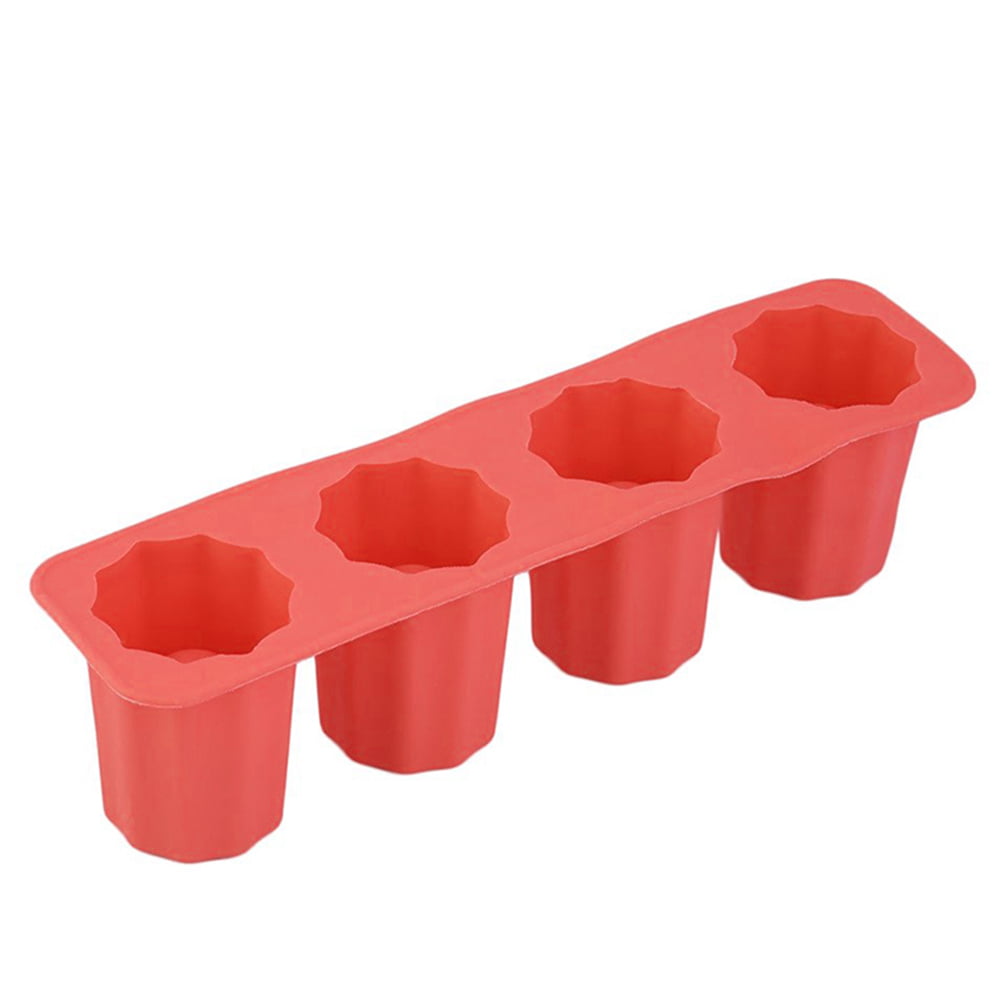 tesyyke ICES Tray Cup Mold 4 Grid ICES Shot Glasses Cup Mould for Summer Drink